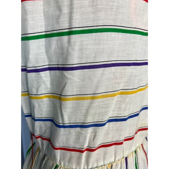 Shirt dress 1980s primary stripes red blue purple pockets - Picture 7 of 11